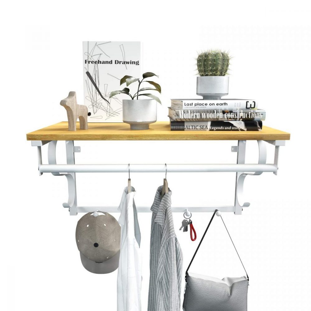 Perchero de pared con estante, estilo industrial - Imagen 6