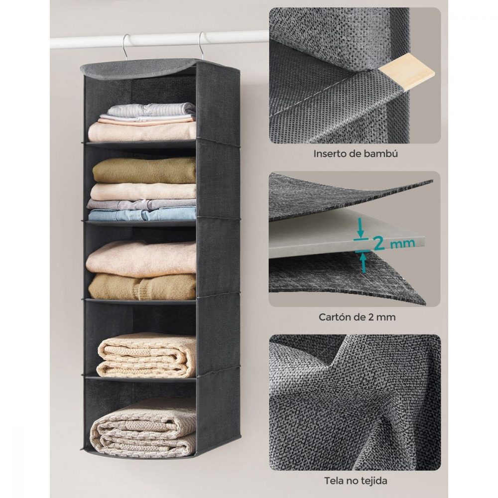 Estante de almacenamiento colgante, gris - Imagen 4