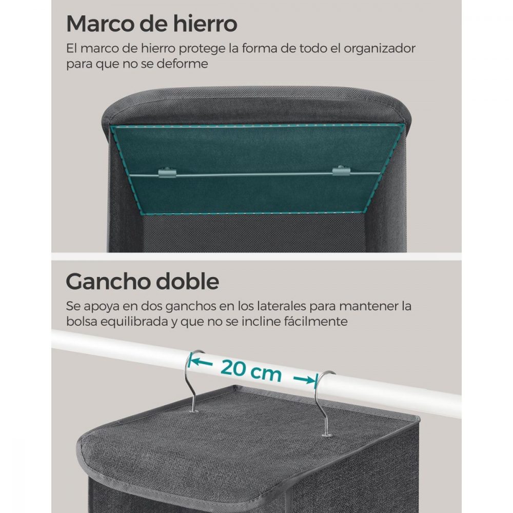 Estante de almacenamiento colgante, gris - Imagen 5