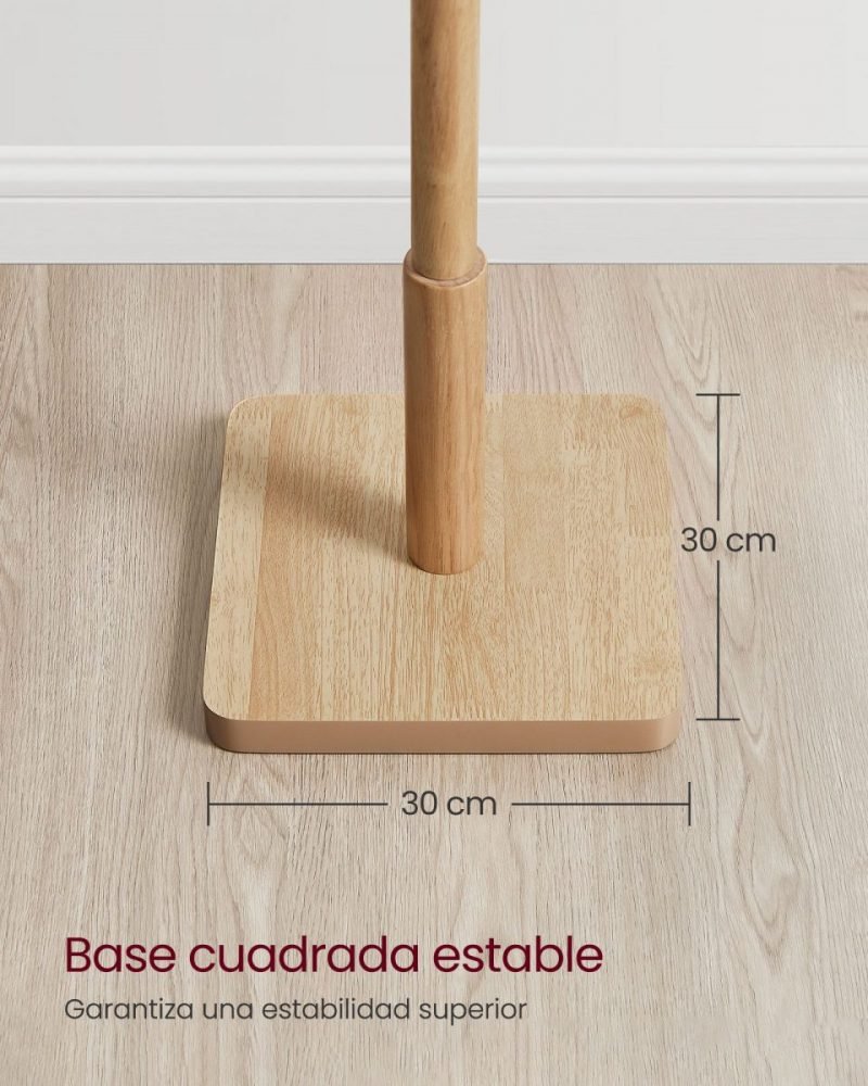 Perchero de pie de madera maciza con 8 ganchos natural - Imagen 4