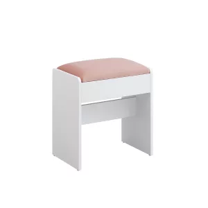 Taburete de Tocador Reposapiés Blanco Mate y Rosa Jalea