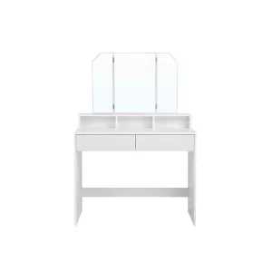 Tocador con Espejo Plegable con 2 Cajones y 3 Compartimentos