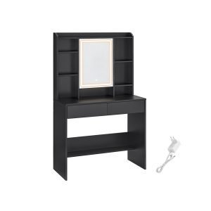 Tocador con luces led de 3 colores negro tinta