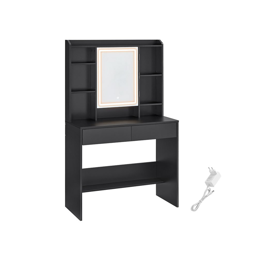 Tocador con luces led de 3 colores negro tinta