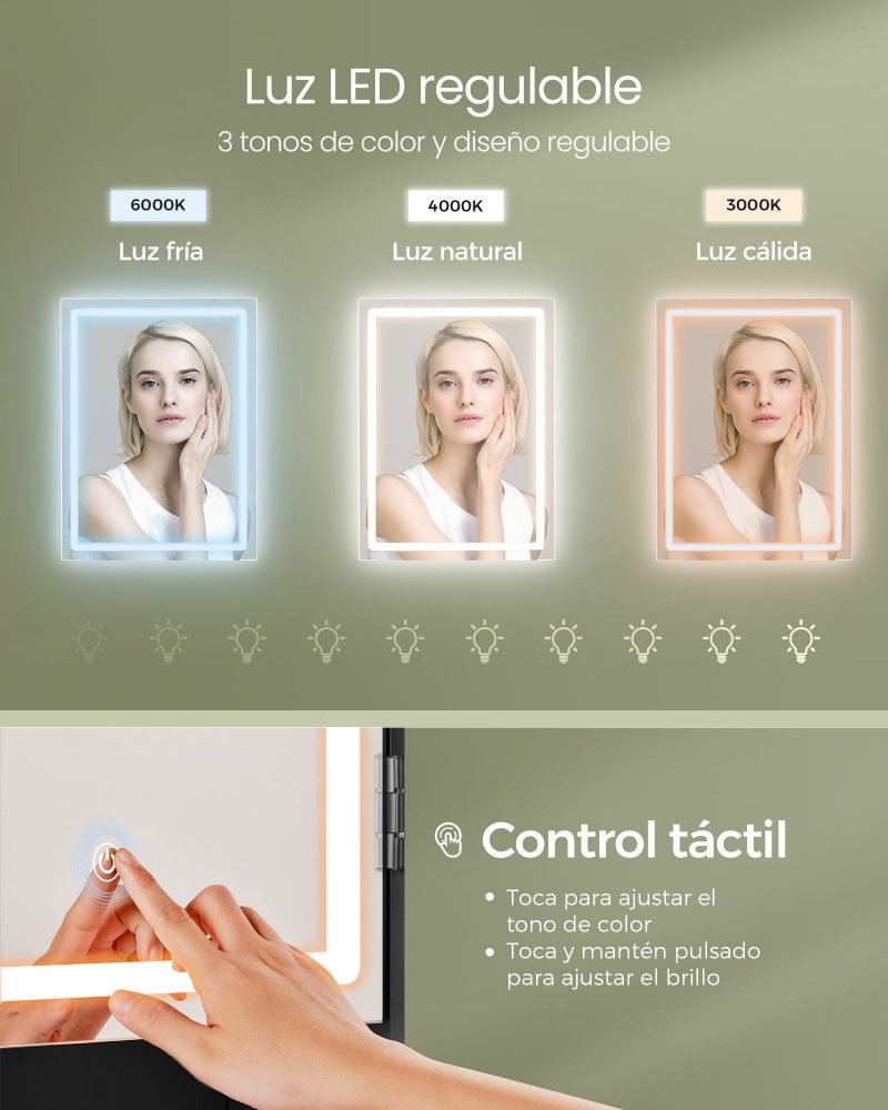 Tocador con luces led de 3 colores negro tinta - Imagen 3