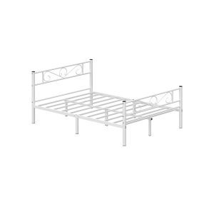 Marco de cama doble de metal, montaje sencillo, blanco