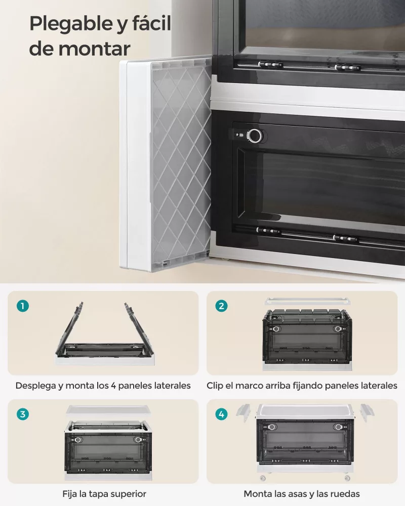 Caja de Almacenaje de Plástico Blanco Nube y Gris Pizarra - Imagen 5