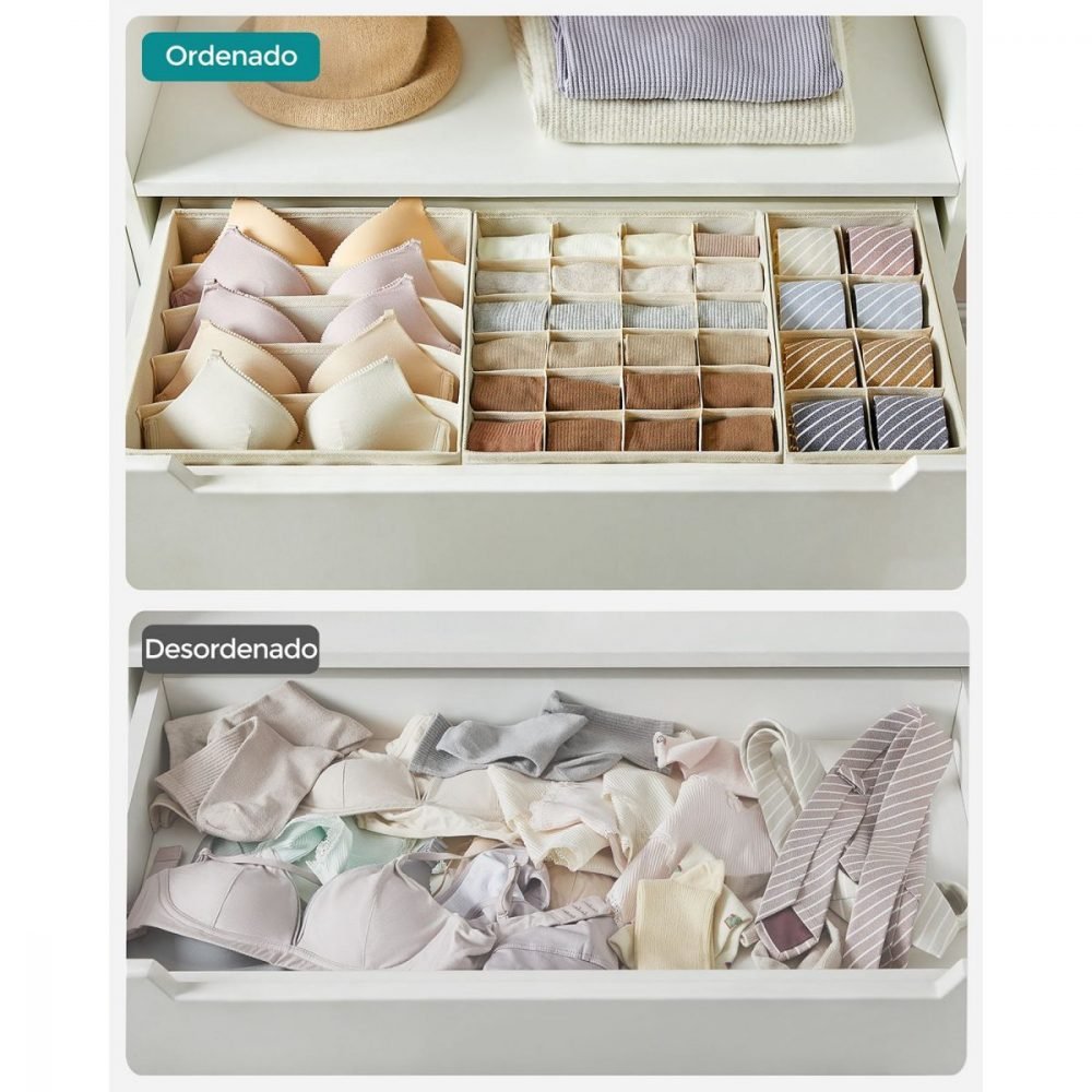 Juego de 8 organizadores para cajones beige - Imagen 2