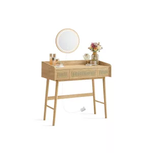 Tocador con Espejo y Luz Beige Roble