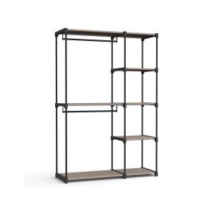 Armario plegable con perchero y estante negro