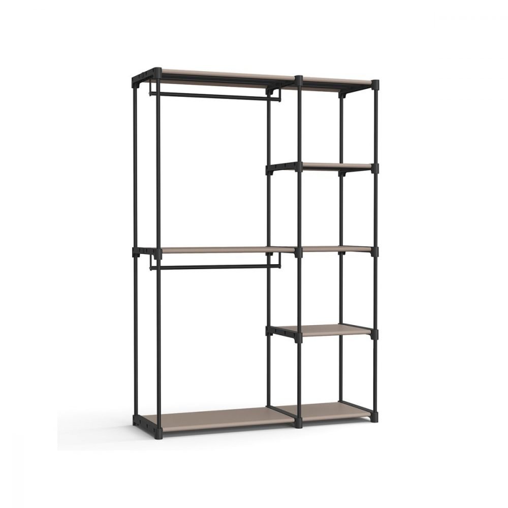 Armario plegable con perchero y estante negro