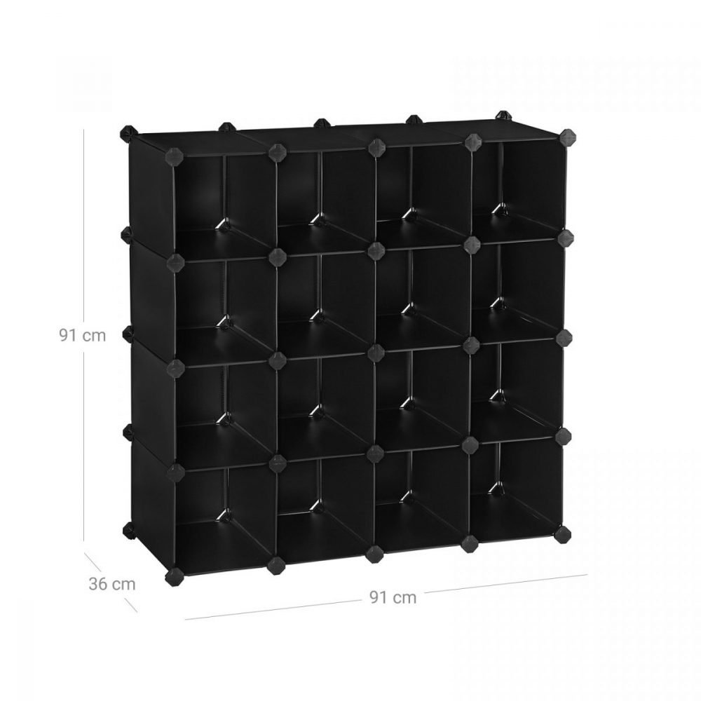 Estantería modular de plástico, 16 cubos, negro - Imagen 7