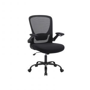 Silla de oficina con reposabrazos abatible, negro