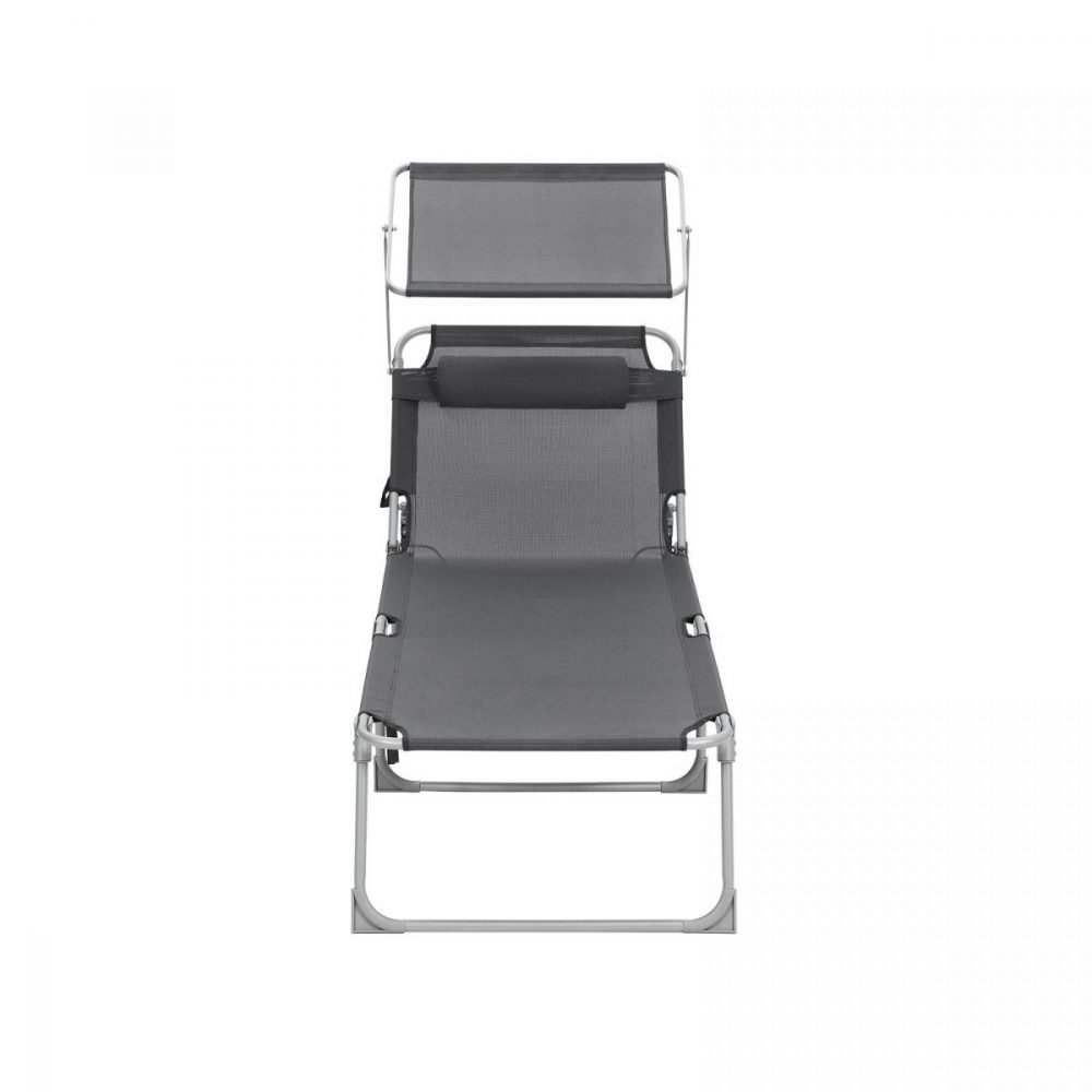 Tumbona plegable con almohada y sombrilla 250 kg, antracita - Imagen 2