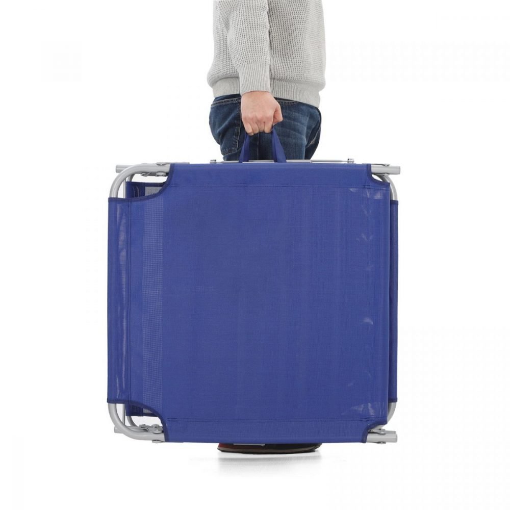 Tumbona plegable con almohada y sombrilla 250 kg, azul oscuro - Imagen 5